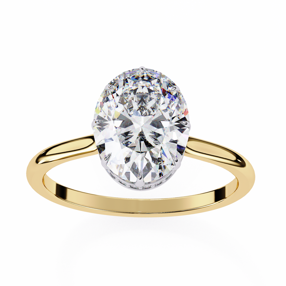 Oval Hidden Halo Diamond Ring