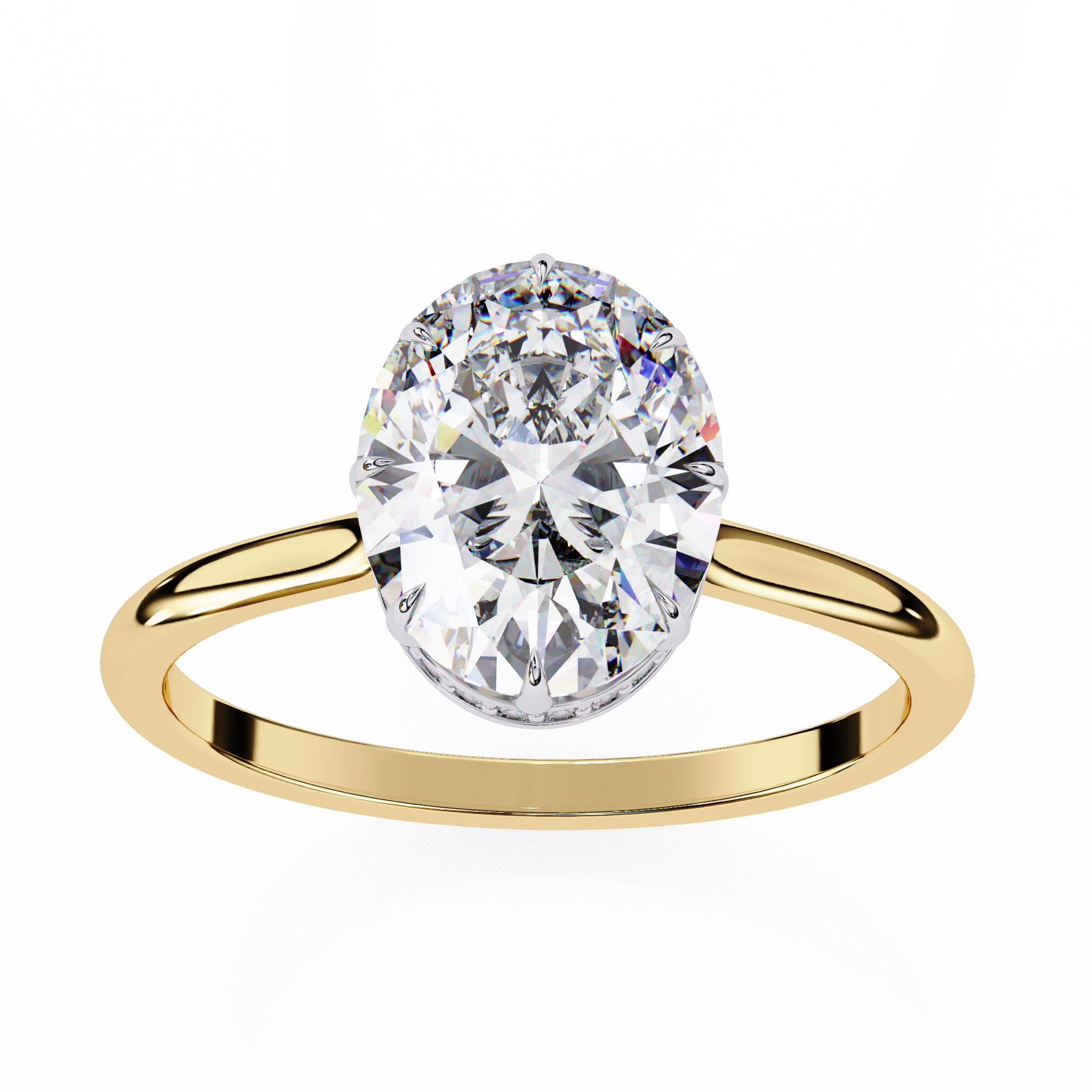 Oval Hidden Halo Diamond Ring