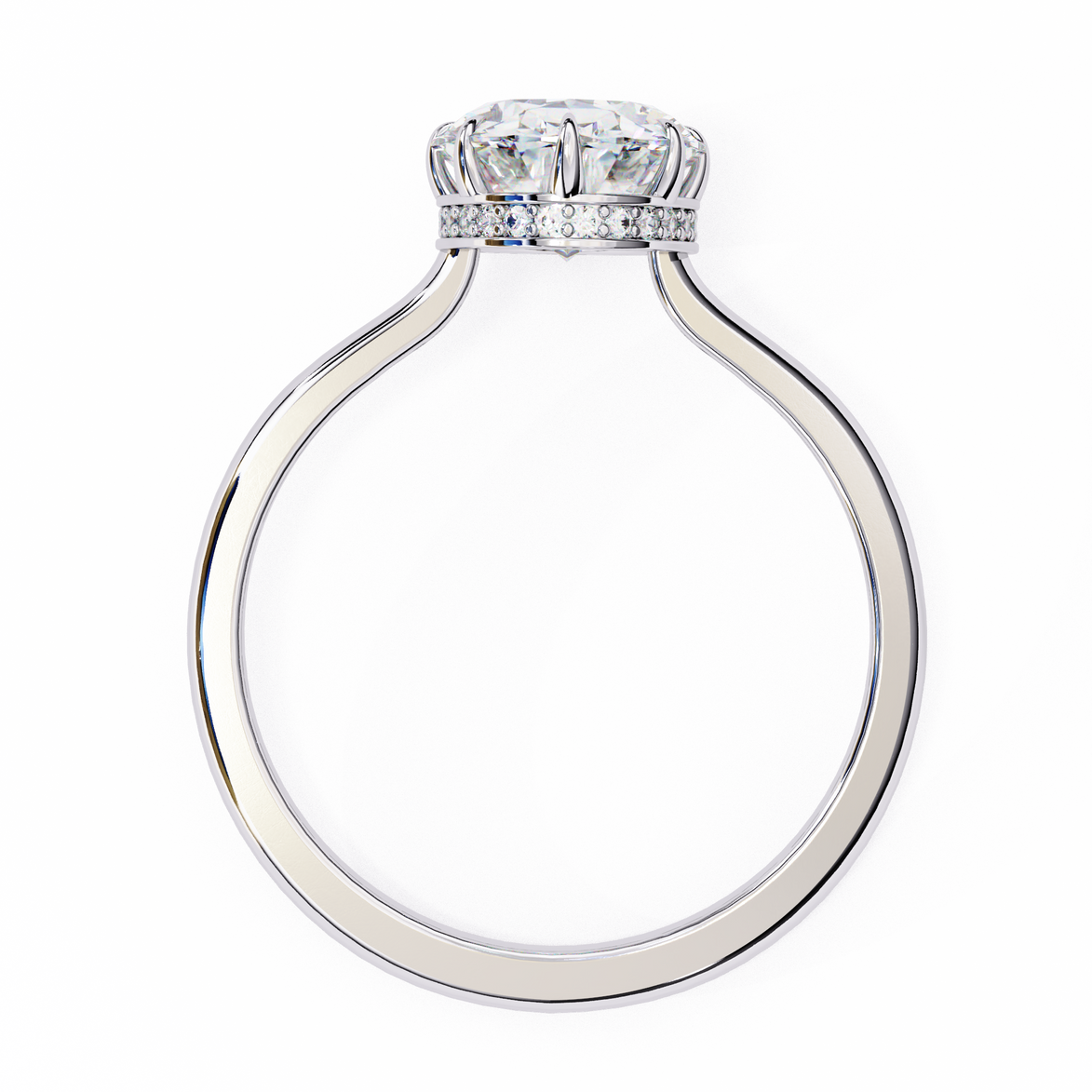 Oval Hidden Halo Diamond Ring
