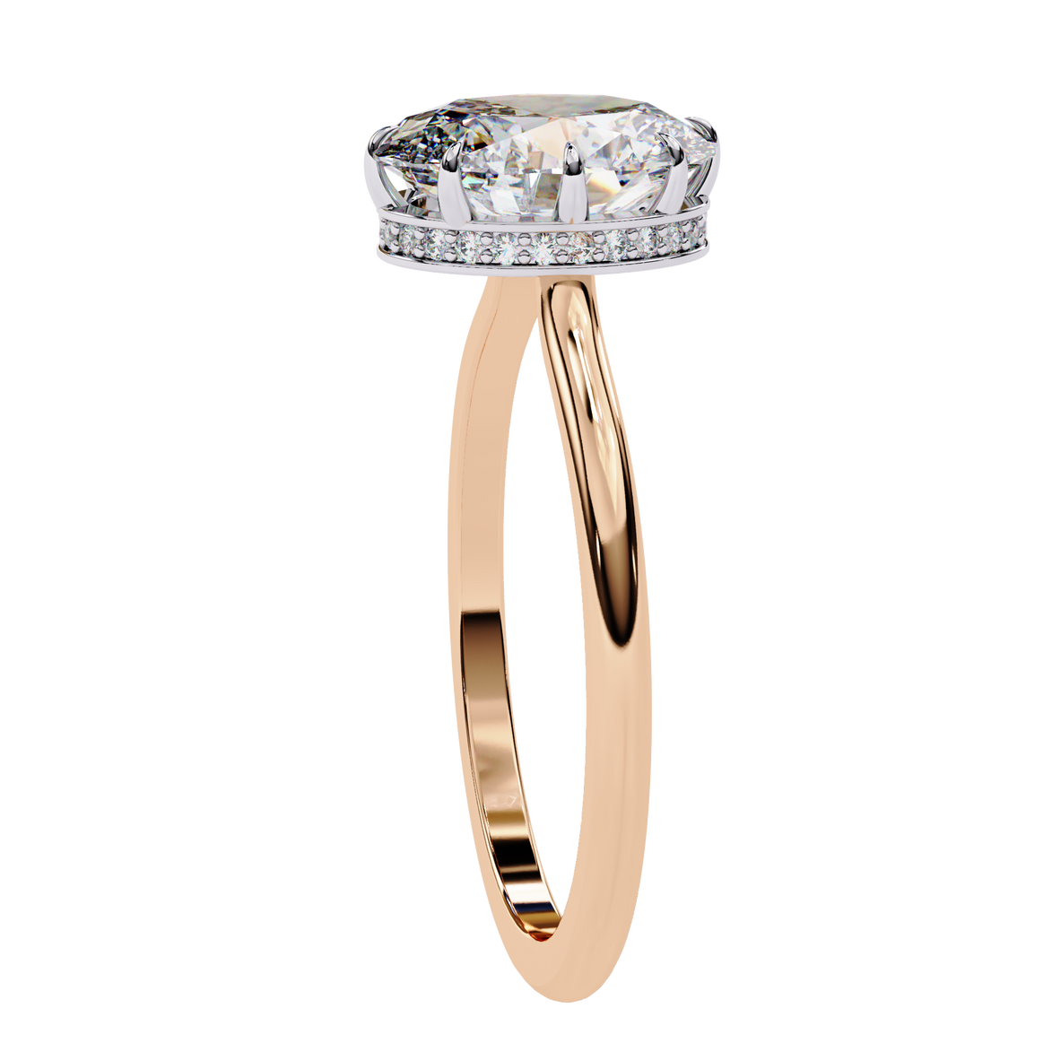 Oval Hidden Halo Diamond Ring