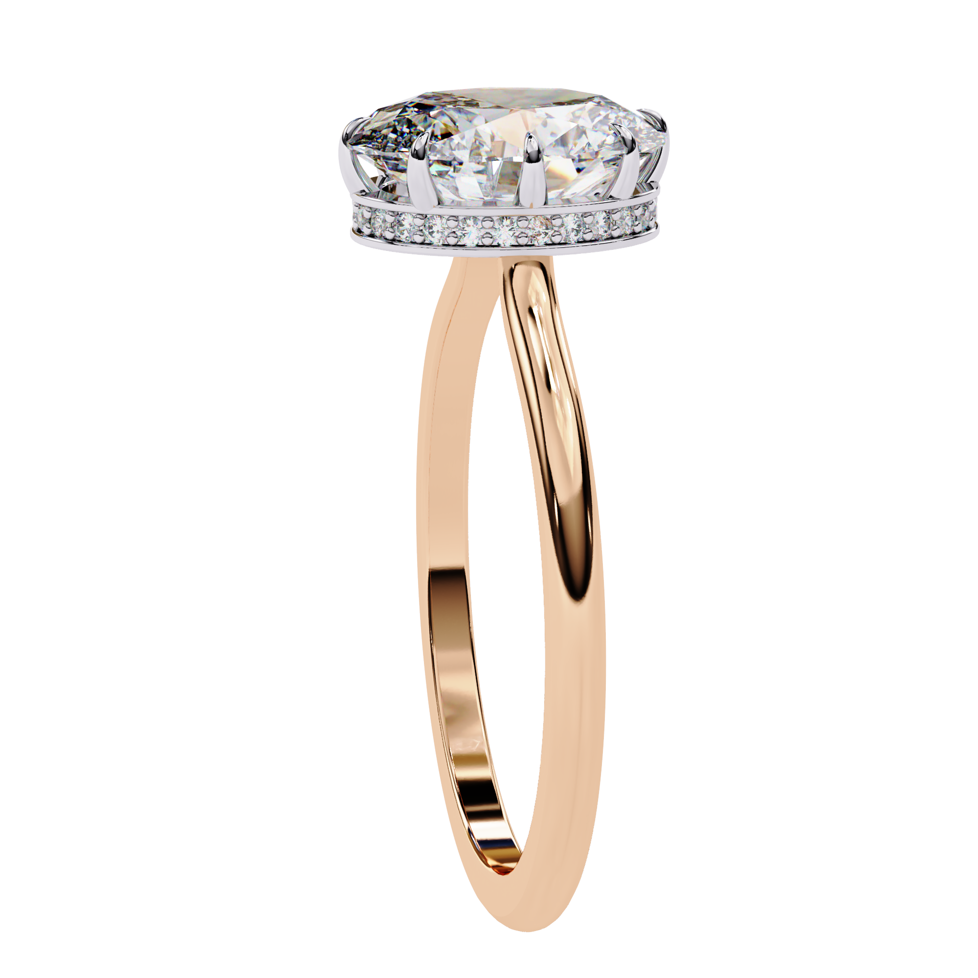 Oval Hidden Halo Diamond Ring