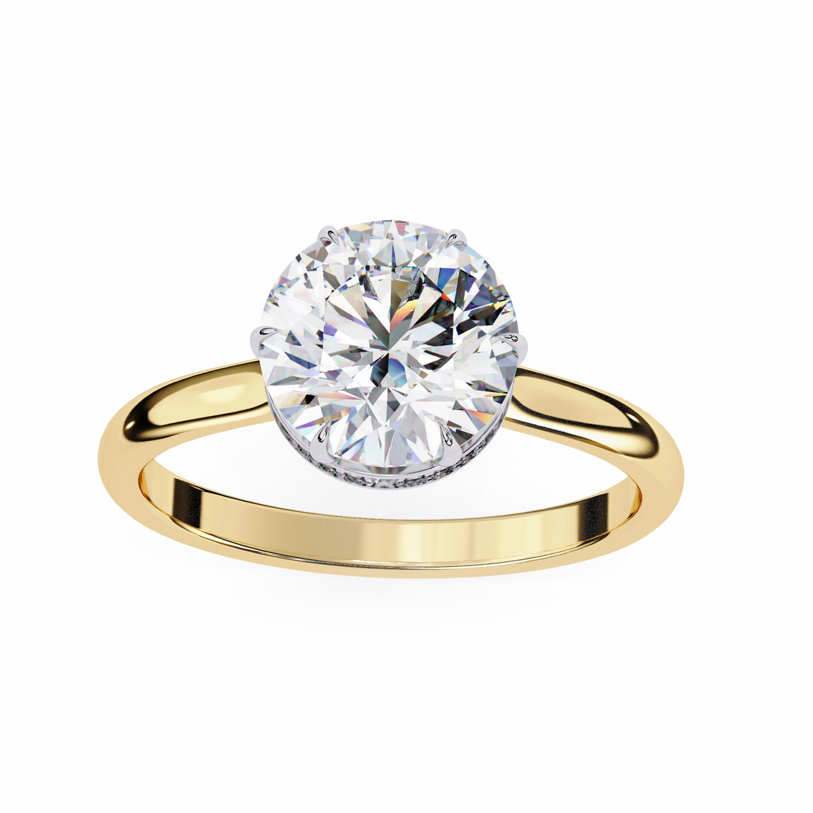 Round Hidden Halo Diamond Ring