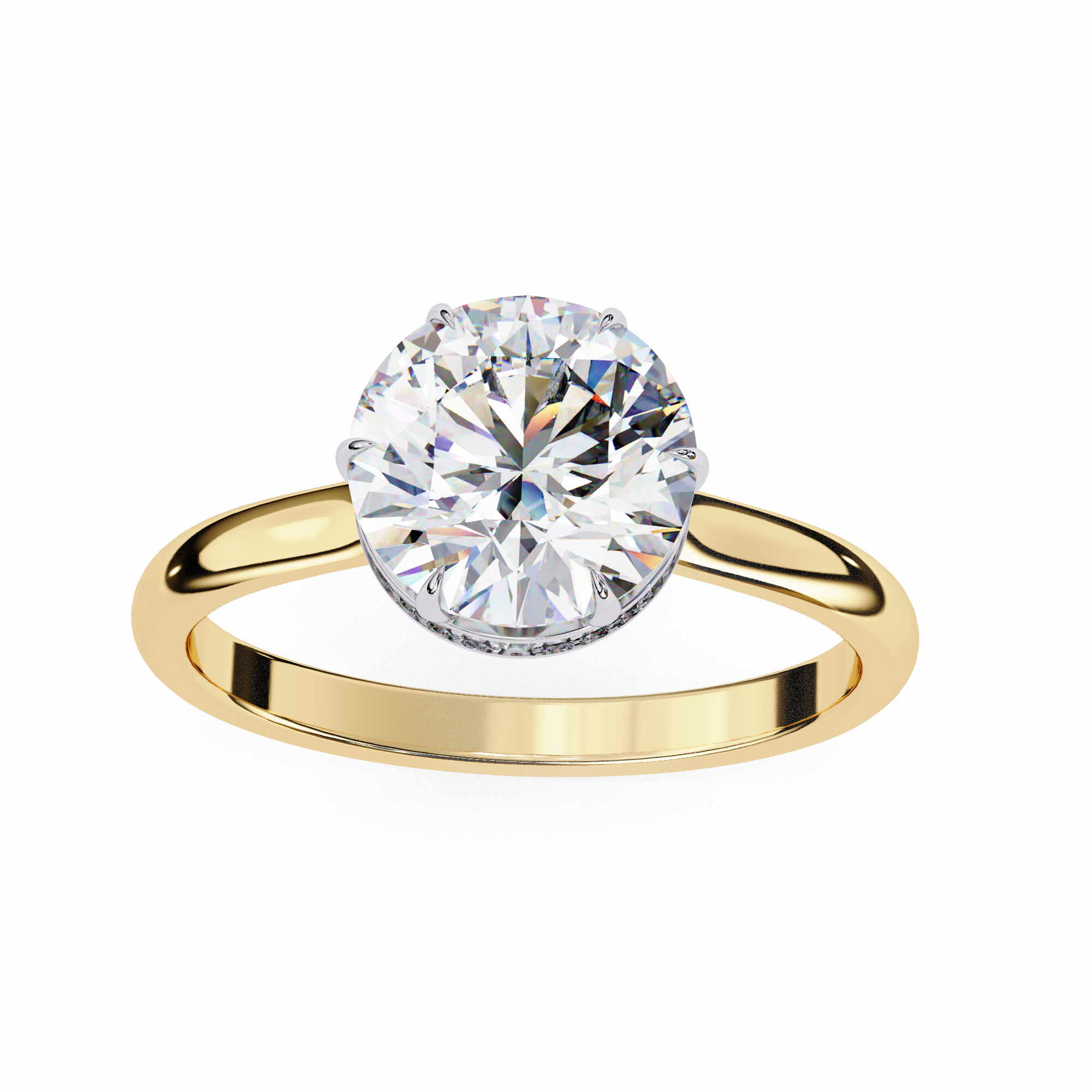 Round Hidden Halo Diamond Ring