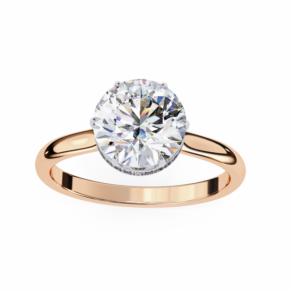 Round Hidden Halo Diamond Ring
