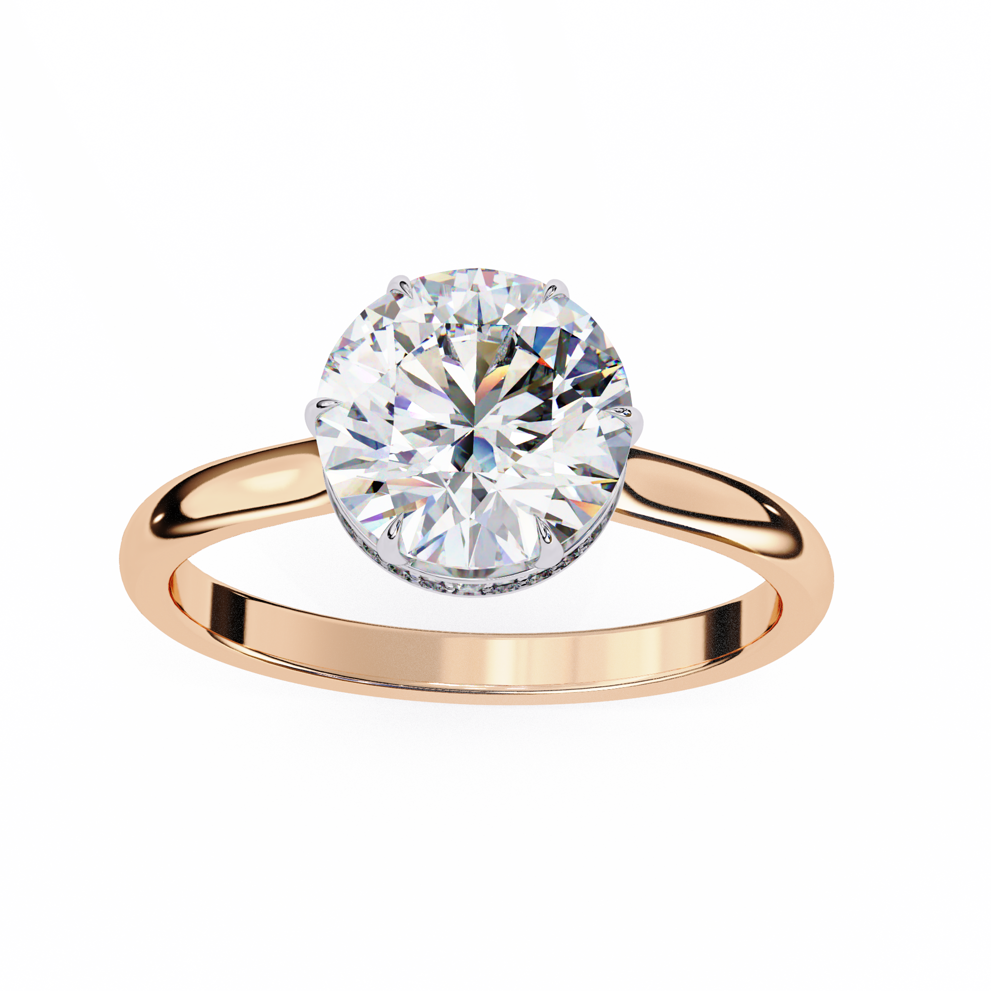 Round Hidden Halo Diamond Ring