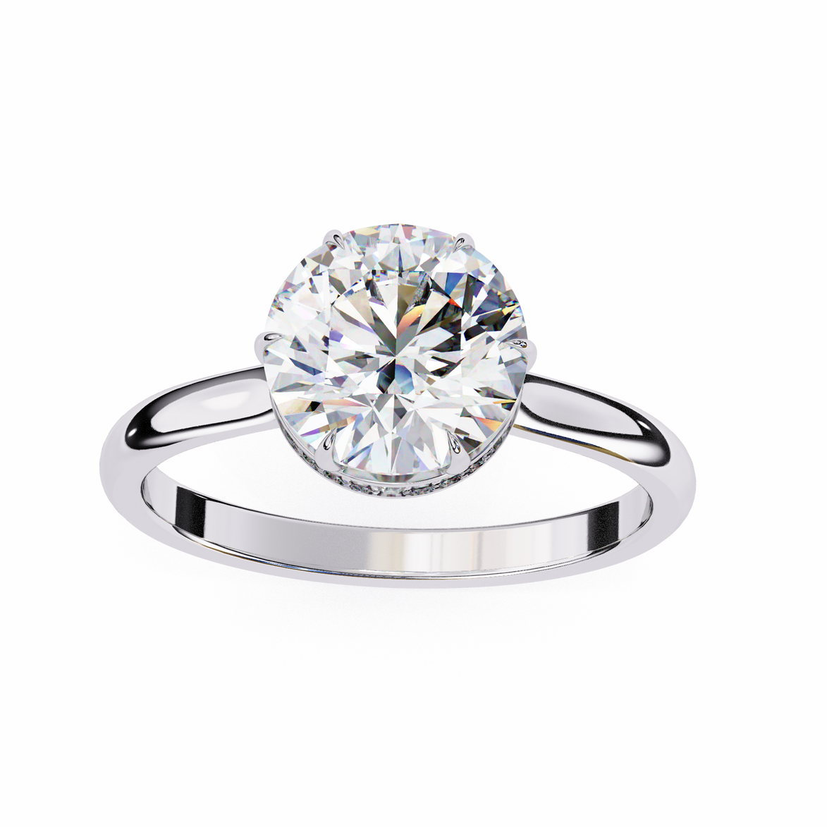 Round Hidden Halo Diamond Ring