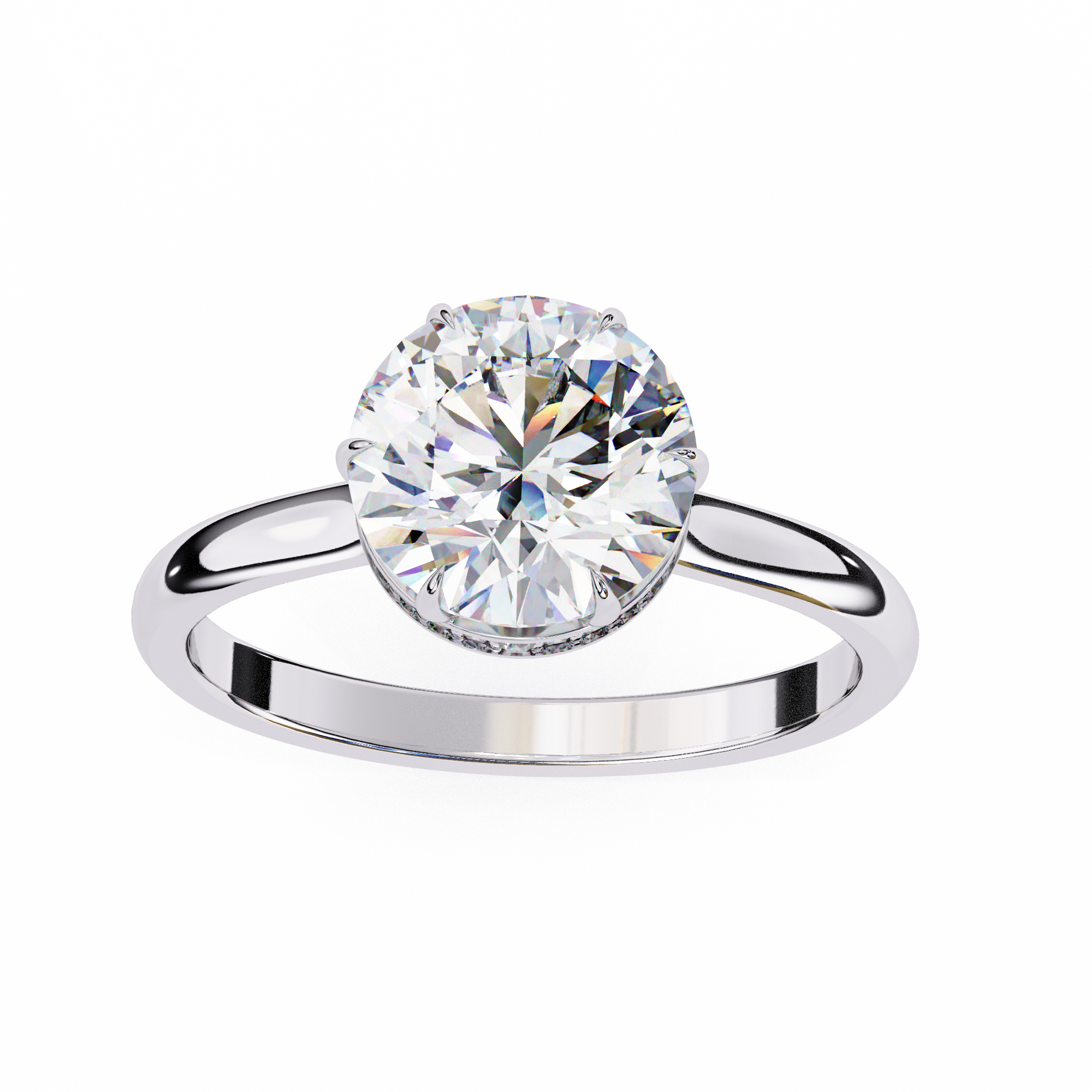 Round Hidden Halo Diamond Ring