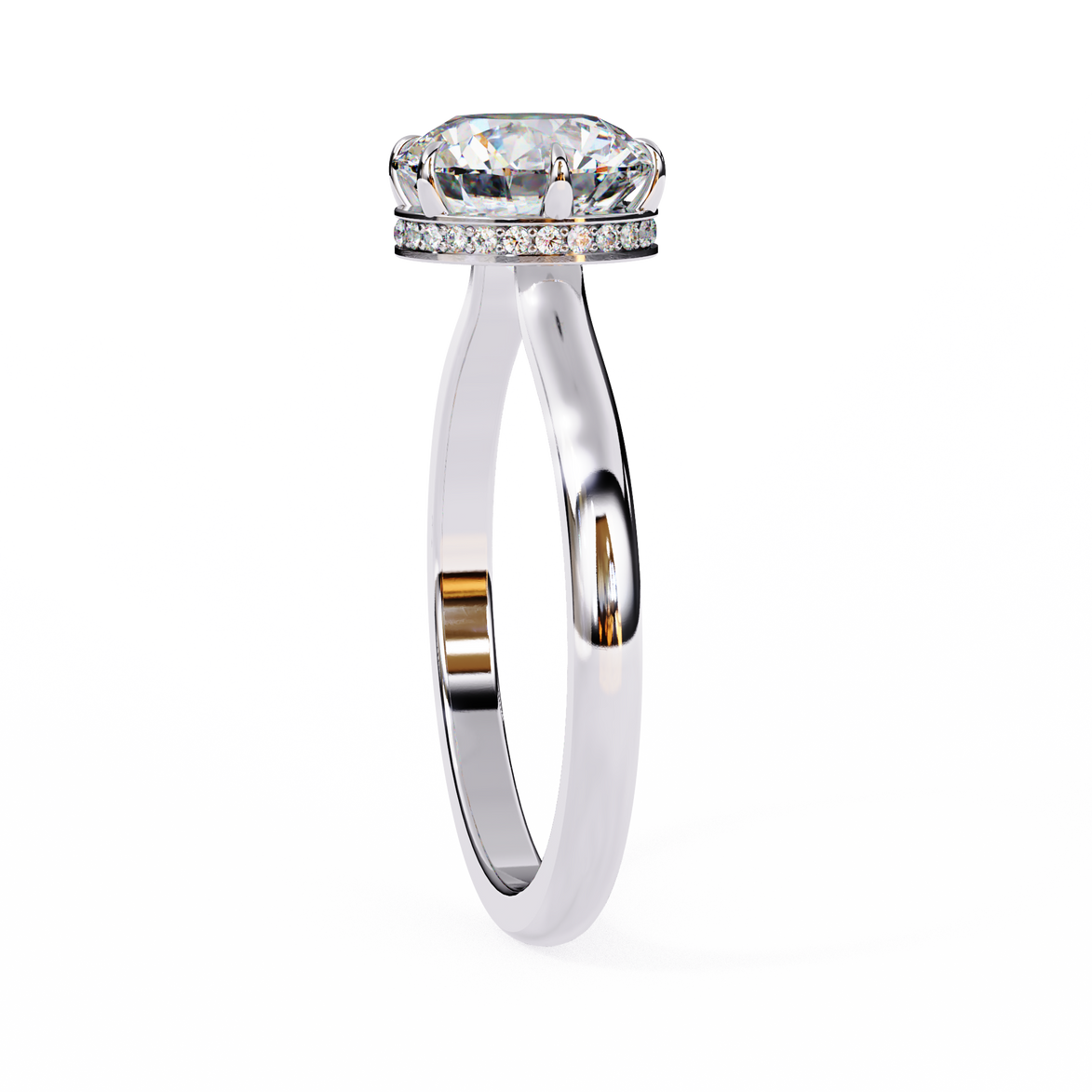 Round Hidden Halo Diamond Ring