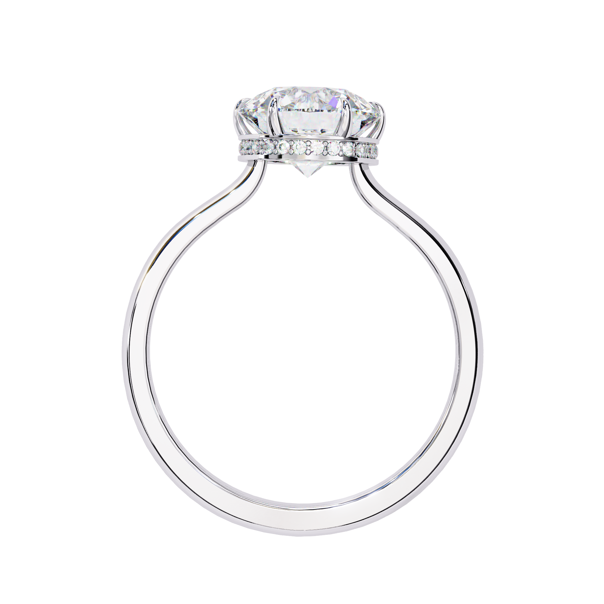 Round Hidden Halo Diamond Ring