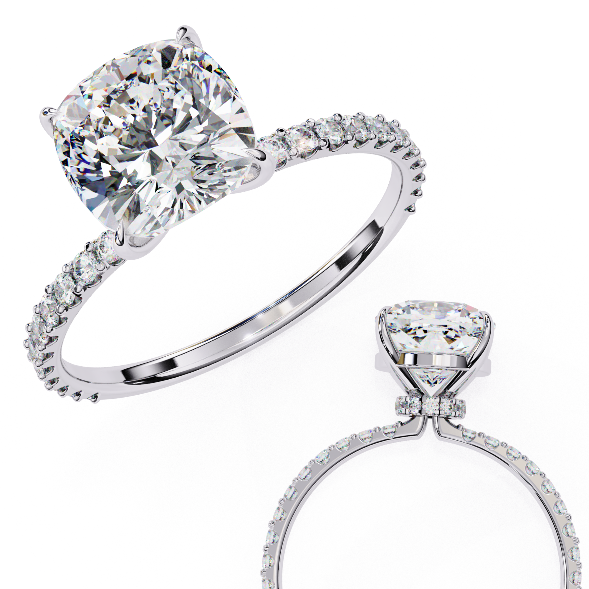 Cushion Cut Pavé Engagement Ring