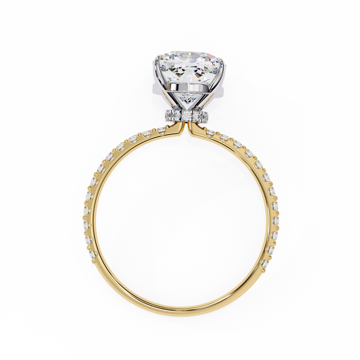 Gold and silver ring with a diamond on a white background