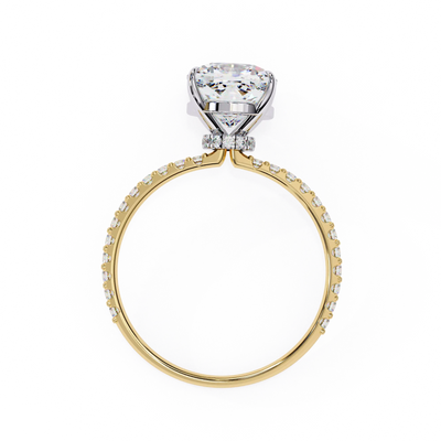 Gold and silver ring with a diamond on a white background