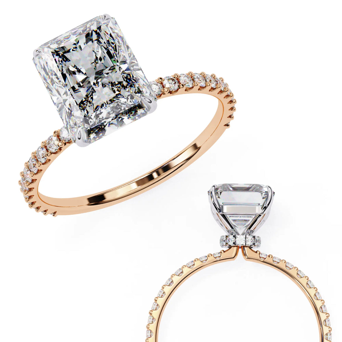 Radiant Cut Pavé Engagement Ring 