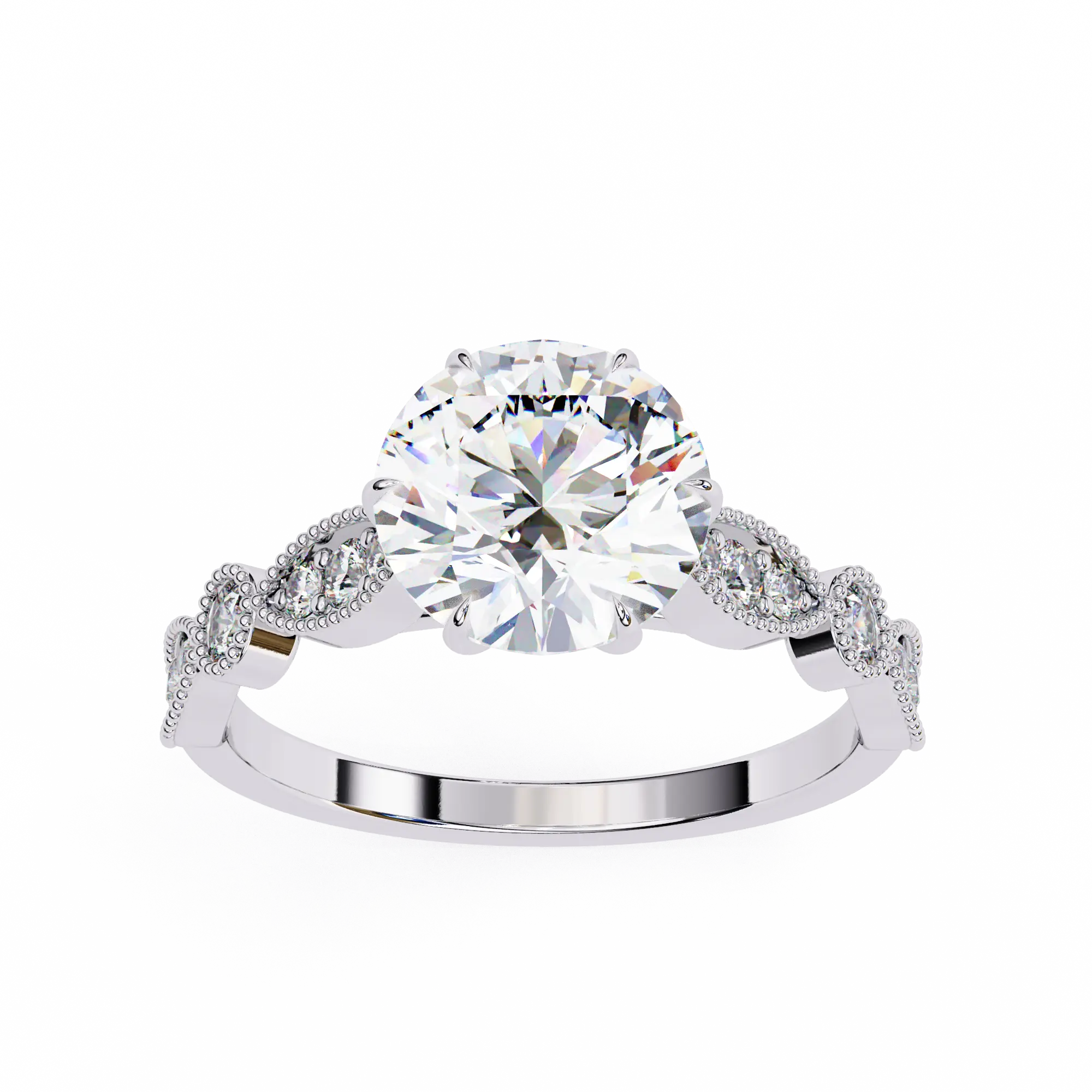 Diamond ring with a white background