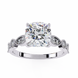 Diamond ring with a large central gemstone and smaller stones on a white background
