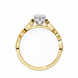 Gold ring with a diamond on a white background