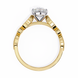 Gold ring with a diamond on a white background