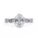 Diamond ring with a central oval-cut diamond on a white background