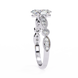 Diamond ring with a white gold band on a white background