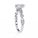Silver ring with diamond accents on a white background