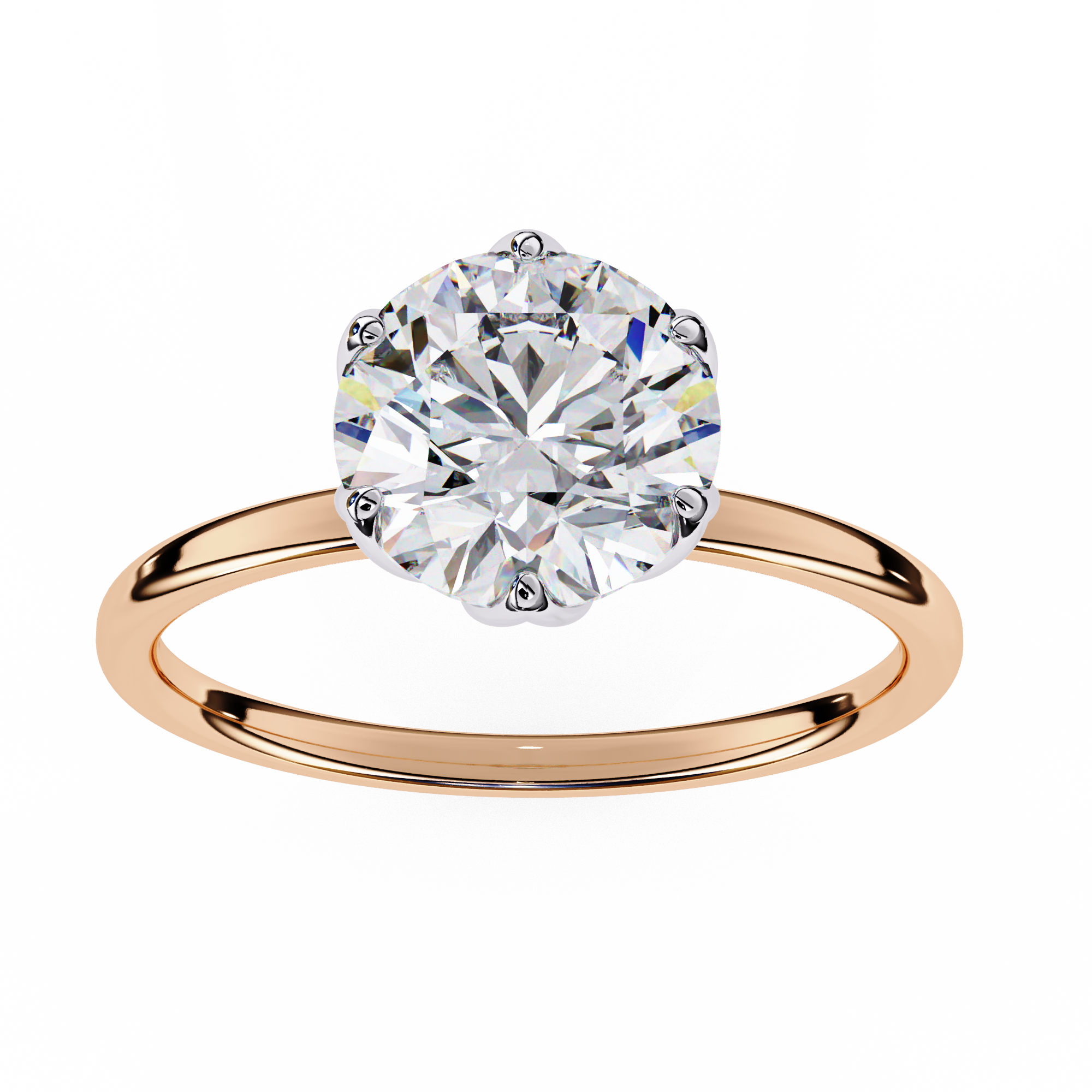 Gold ring with a large diamond on a white background
