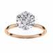 Rose gold ring with a large diamond on a white background
