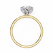 Gold ring with a diamond on a white background