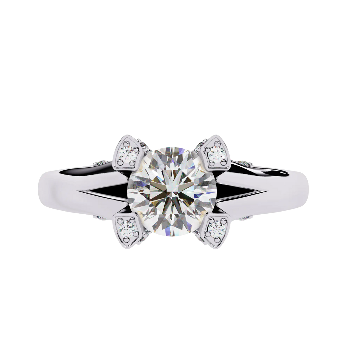 Diamond ring with a white background