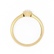 Rose gold ring with a clear gemstone on a white background