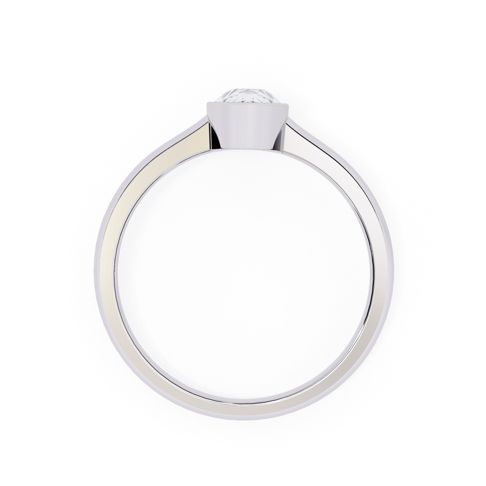 Silver ring with a small gemstone on a white background