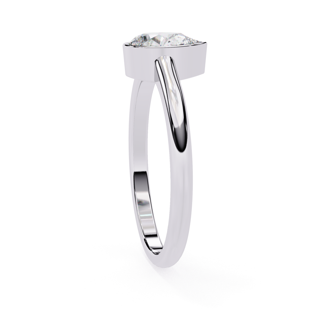 Silver ring with a diamond on a white background