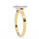 Rose gold ring with a clear gemstone on a white background