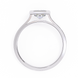 Silver ring with a clear gemstone on a white background