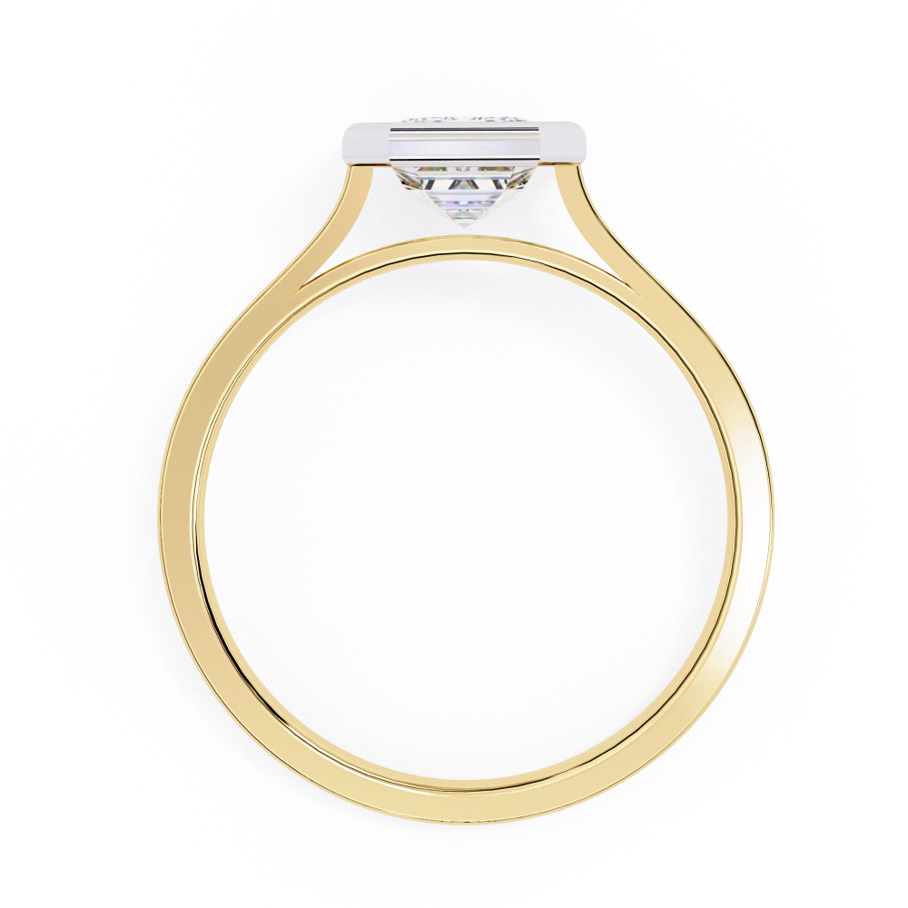 Gold ring with a diamond on a white background