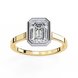 Gold ring with a large diamond on a white background