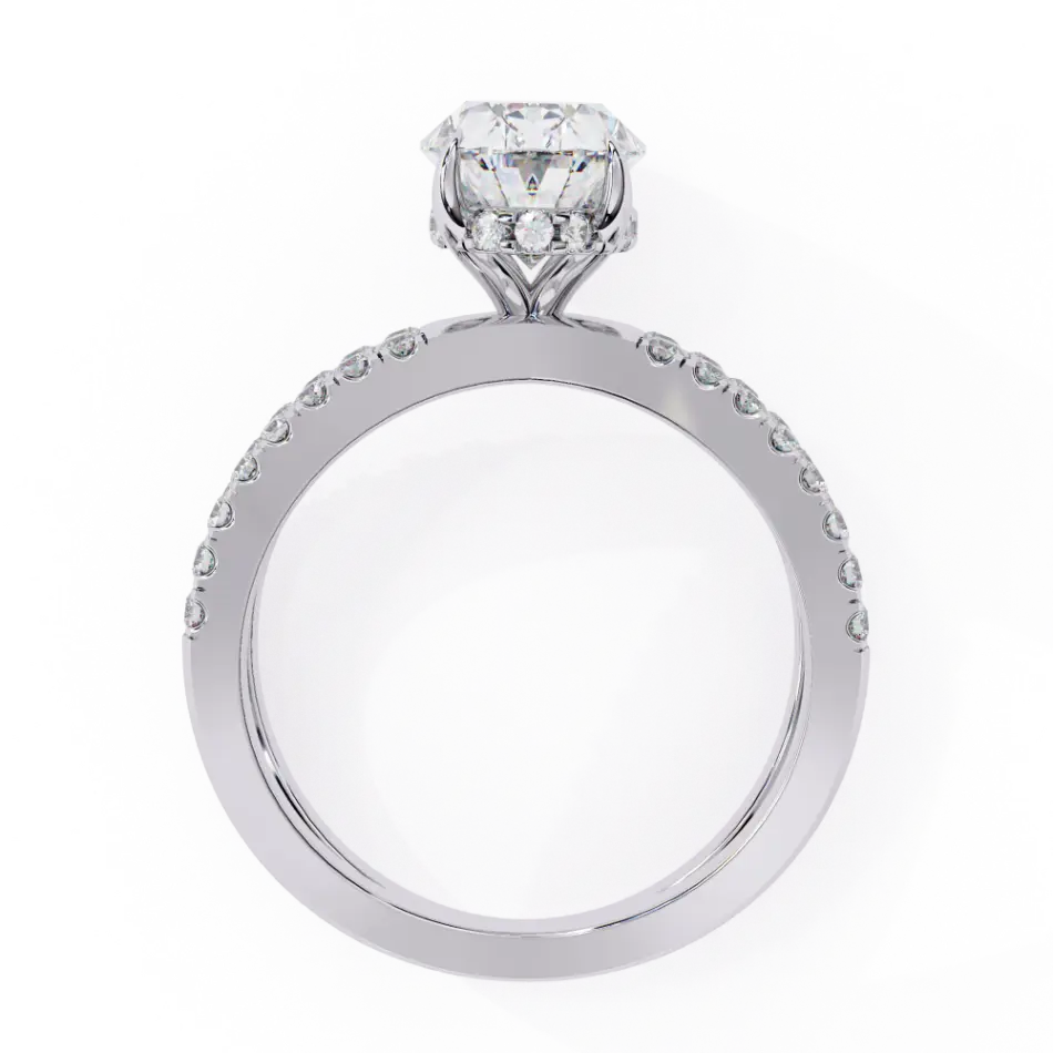 Silver ring with a diamond on a white background