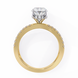Gold ring with a diamond on a white background