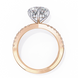 Rose gold ring with diamond on a white background