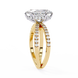 Gold ring with a diamond on a white background