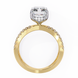 Gold ring with a diamond on a white background