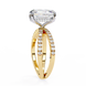 Gold ring with a diamond on a white background