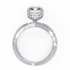Diamond ring with a white gold band on a white background
