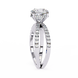 Diamond ring with a white gold band on a white background