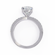Diamond ring with a clear gemstone on a white background