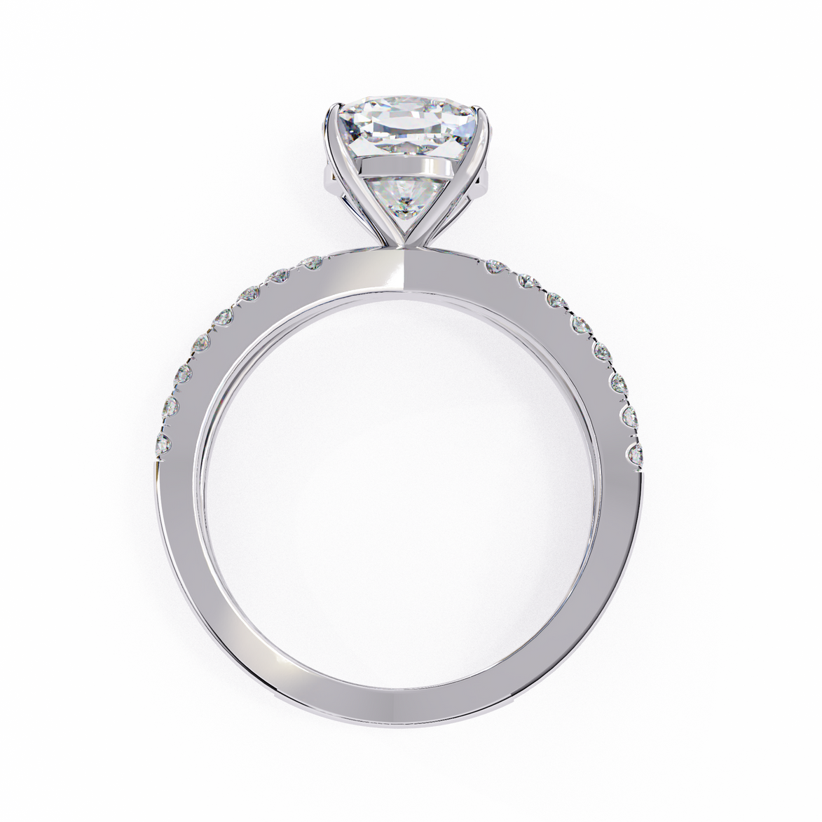 Diamond ring with a clear gemstone on a white background