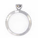 Silver ring with a clear gemstone on a white background