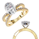 Two gold rings with diamond accents on a white background