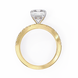 Gold ring with a diamond on a white background
