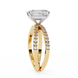 Gold ring with a diamond on a white background