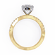 Gold ring with a diamond on a white background